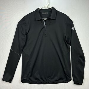 Kjus Mens Frx Golf Polo Black 1/4 Zip Long Sleeve Shirt Size EU 52 US Large ECCC